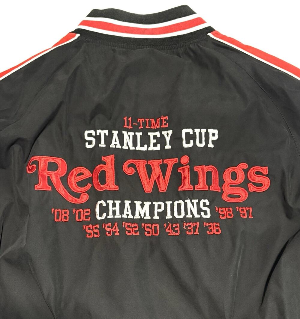 Vintage Detroit Red Wings 11 Time Stanley Cup Champions NHL Jacket Size 2XL Blck